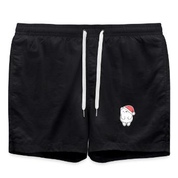 Ours de Noël avec le Père Noël - Short de bain - noir - Devant - AI Model Male 185 light (185cm)