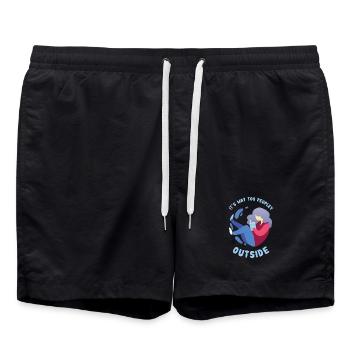 Introverti - Bien trop populaire - Short de bain - noir - Devant - AI Model Male 185 light (185cm)