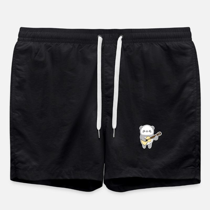 Panda mit Gitarre - Badeshorts - Schwarz
