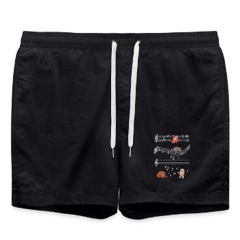 Music slots on note bars - Swim Trunks - black - Front - AI Model Male 185 light (185cm)