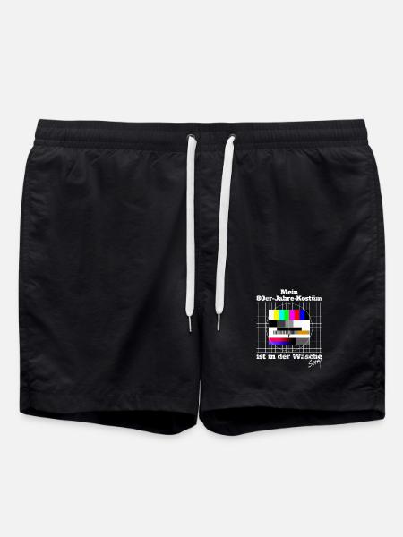 Testbild 80er Jahre Kostüm In Der Wäsche Motto - Badeshorts - Schwarz