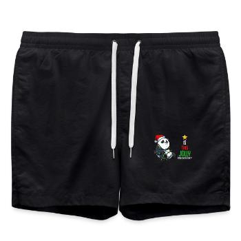Panda with fairy lights Christmas - Swim Trunks - black - Front - AI Model Male 185 light (185cm)