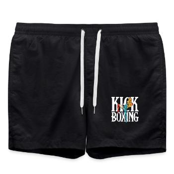 Kickboxing Kraftsilhouette - Badeshorts - Schwarz - Vorne - AI Model Male 185 light (185cm)