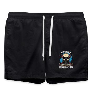 Motif de crâne des héros plombiers - Short de bain - noir - Devant - AI Model Male 185 light (185cm)