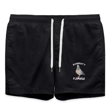 Ruhrpott Flamingo Taube - Badeshorts - Schwarz - Vorne - AI Model Male 185 light (185cm)