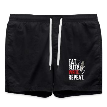 Eat Sleep Write Repeat Writing Motivation - Swim Trunks - black - Front - AI Model Male 185 light (185cm)