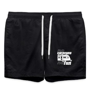 Caravane, camping, chemise amusante, caravane amusante. (25) - Short de bain - noir - Devant - AI Model Male 185 light (185cm)