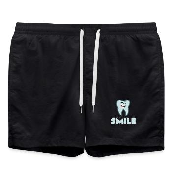 Cheerful tooth with a big smile - Swim Trunks - black - Front - AI Model Male 185 light (185cm)