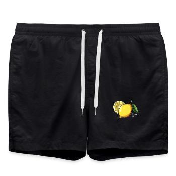 Illustration citron d’agrumes - Short de bain - noir - Devant - AI Model Male 185 light (185cm)