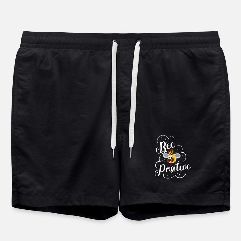 Bee positive bees saying beekeepers - Swim Trunks - black