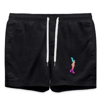 Abstrakter Eis- und Rollschuh-Design - Swim Trunks - black - Front - AI Model Male 185 light (185cm)