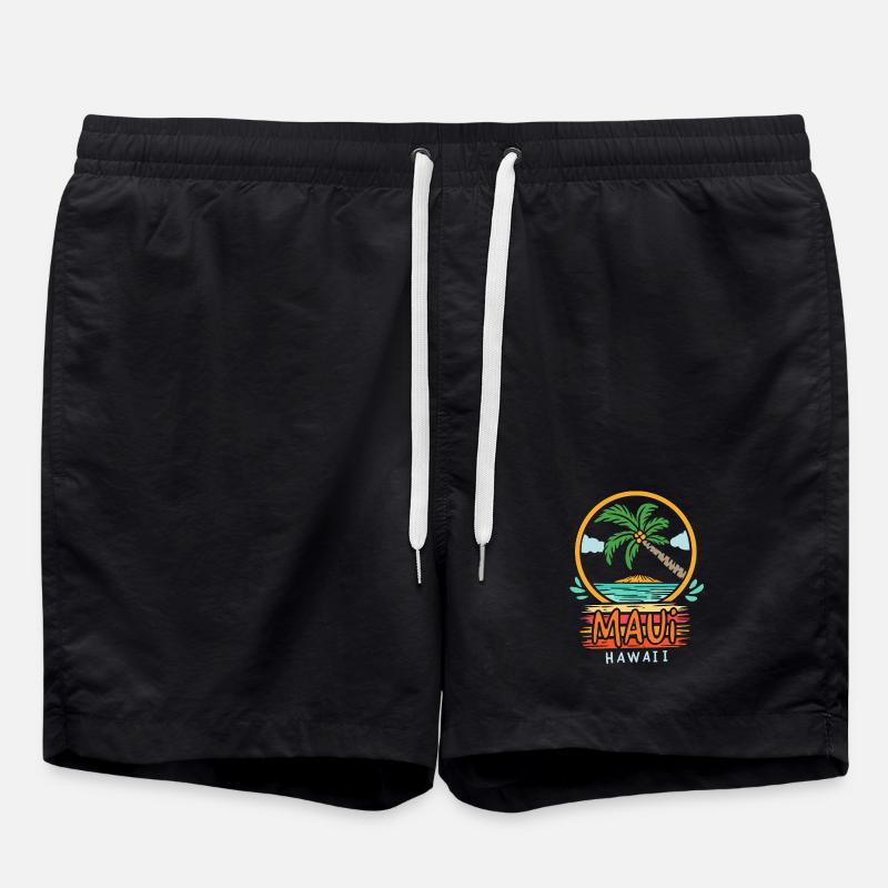 Maui Hawaii Retro - Swim Trunks - black