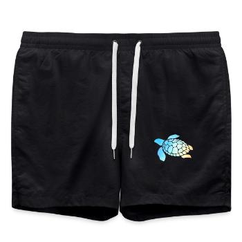 Sea Turtle Watercolor Blue - Swim Trunks - black - Front - AI Model Male 185 light (185cm)