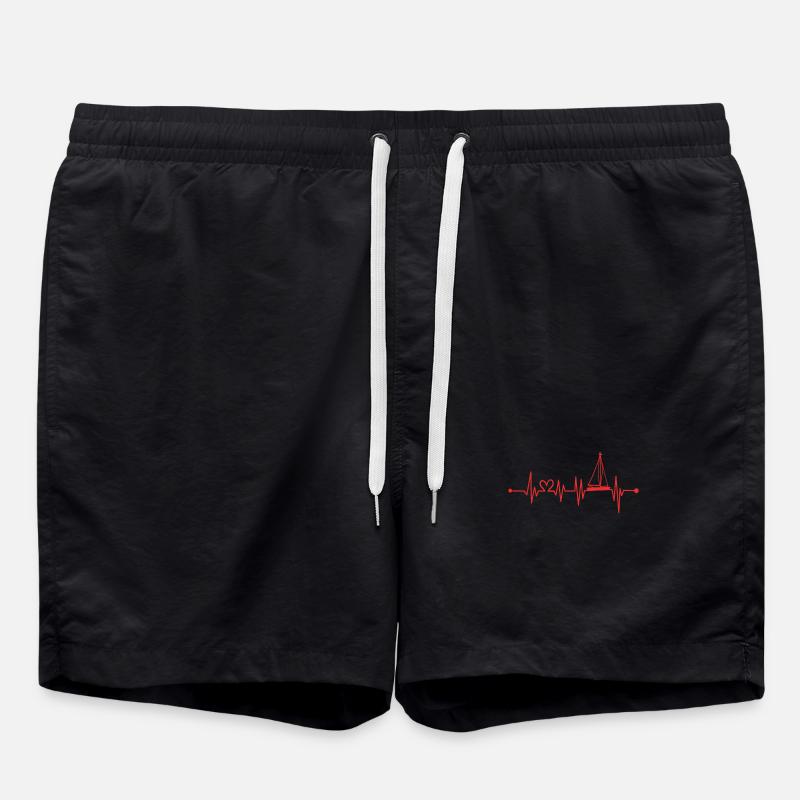 Sailboat Sailing Sailor - Swim Trunks - black