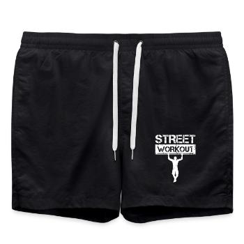 symbole d’entraînement de rue callisthenics pull up icône - Short de bain - noir - Devant - AI Model Male 185 light (185cm)