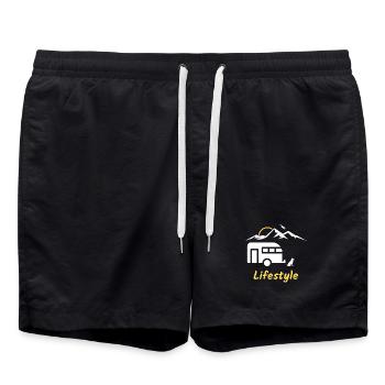 Cadeau de montagne de chien de caravane de camping de style de vie - Short de bain - noir - Devant - AI Model Male 185 light (185cm)