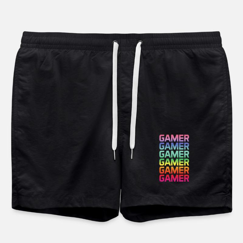 Gamer Rainbow Multiple - Swim Trunks - black