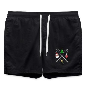 Christmas X - Swim Trunks - black - Front - AI Model Male 185 light (185cm)
