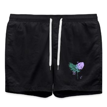 Illustration artistique de plantes - Short de bain - noir - Devant - AI Model Male 185 light (185cm)