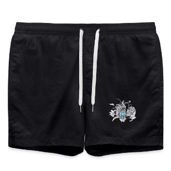 Ehrfürchtiger Wolf, lineart - Badeshorts - Schwarz - Vorne - AI Model Male 185 light (185cm)
