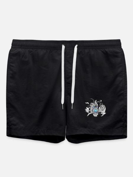 Awesome wolf, lineart - Swim Trunks - black