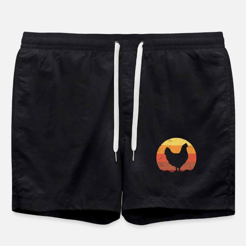 Chicken Retro - Swim Trunks - black