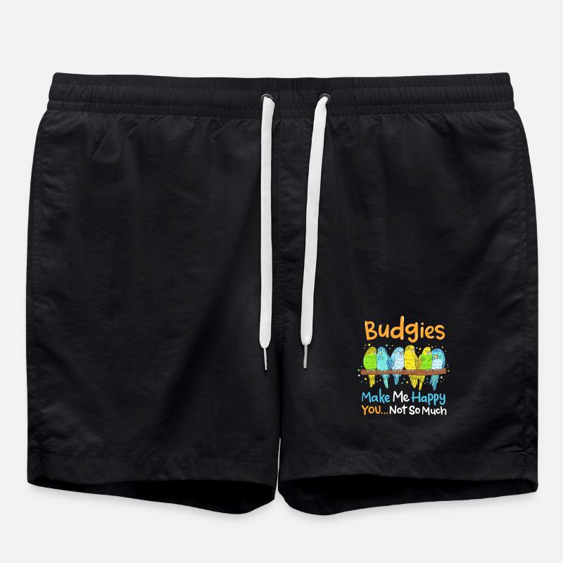 Budgerigar Parakeets Birds - Swim Trunks - black