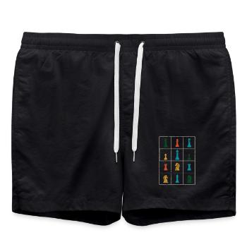 Pièces d’échiquier d’échiquier - Short de bain - noir - Devant - AI Model Male 185 light (185cm)