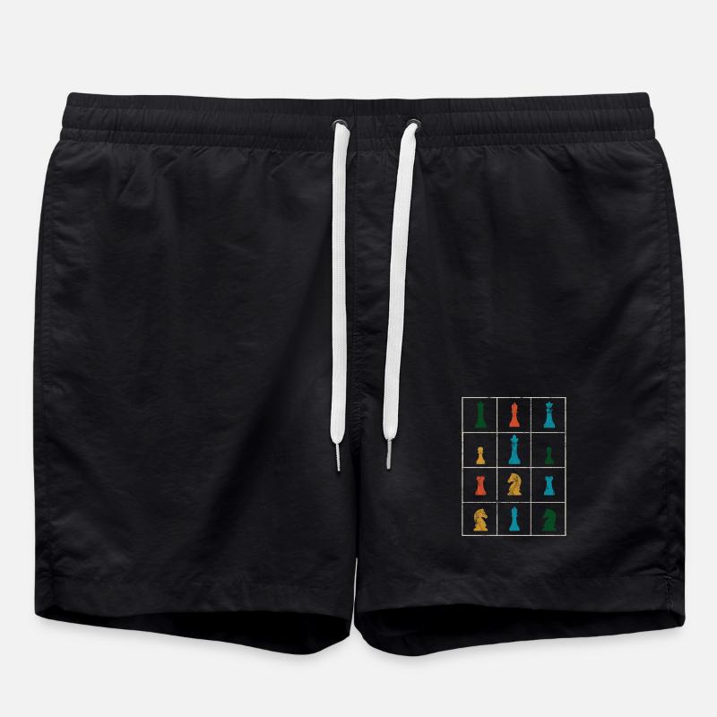 Schach Schachbrett Schachfiguren - Badeshorts - Schwarz