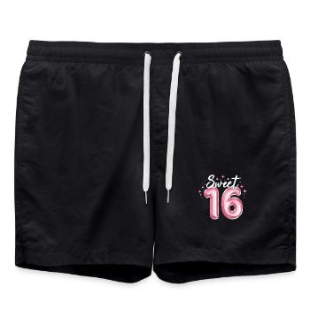 Sweet 16 ans filles cadeaux t-shirt d’anniversaire - Short de bain - noir - Devant - AI Model Male 185 light (185cm)
