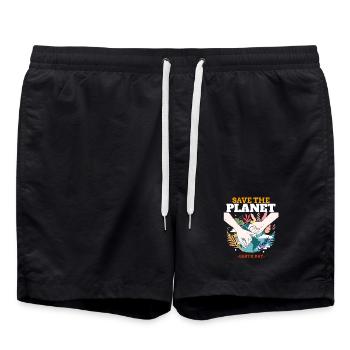 Rettet die Erde – Earth Day - Badeshorts - Schwarz - Vorne - AI Model Male 185 light (185cm)
