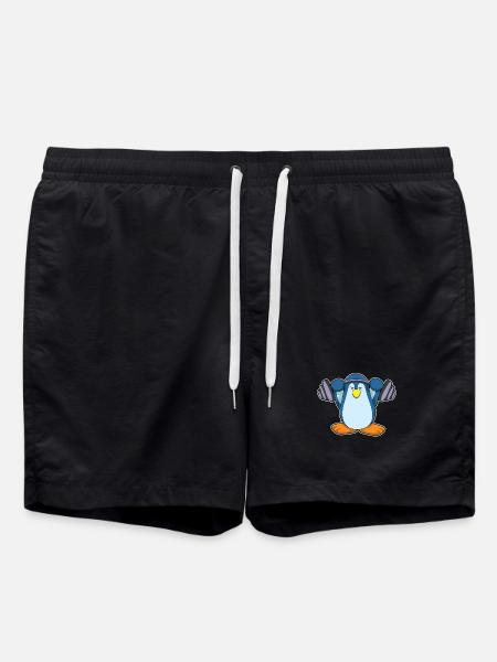 Penguin Bodybuilder Barbell Bodybuilding - Swim Trunks - black