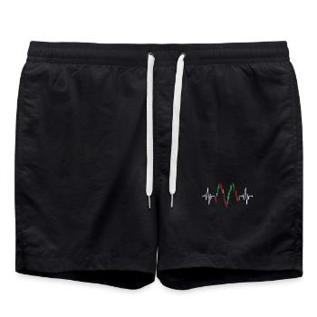 Trader Heartbeat Stocks ECG Stock Forex Trading - Swim Trunks - black - Front - AI Model Male 185 light (185cm)