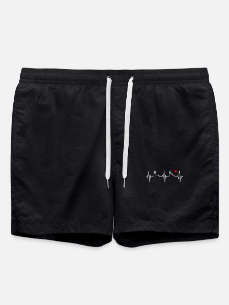 Köln Skyline Herzschlag Herz Liebe Kölsch Kölner - Badeshorts - Schwarz