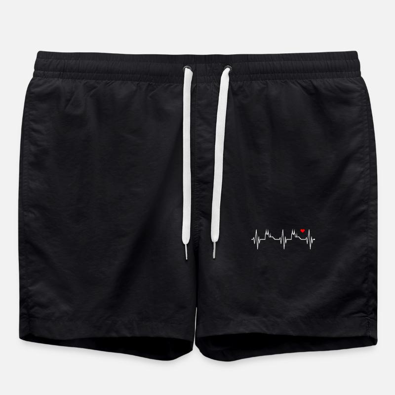 Köln Skyline Herzschlag Herz Liebe Kölsch Kölner - Badeshorts - Schwarz