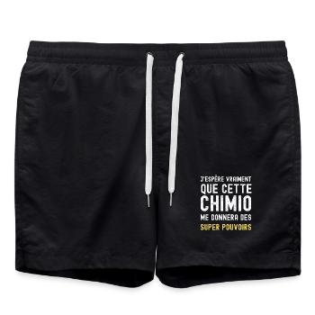 Humour de survie – Espérer des super-pouvoirs - Short de bain - noir - Devant - AI Model Male 185 light (185cm)