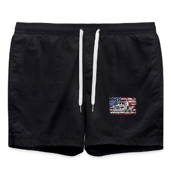 LKW USA Flagge LKW-Fahrer - Badeshorts - Schwarz - Vorne - AI Model Male 185 light (185cm)