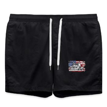 LKW USA Flagge LKW-Fahrer - Badeshorts - Schwarz - Vorne - AI Model Male 185 light (185cm)