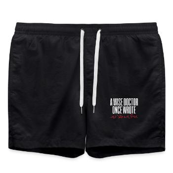 Docteur Docteur Médecine Écriture - Short de bain - noir - Devant - AI Model Male 185 light (185cm)