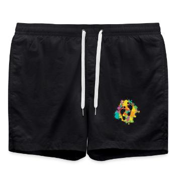 Footprints With Colorful Frame - Swim Trunks - black - Front - AI Model Male 185 light (185cm)