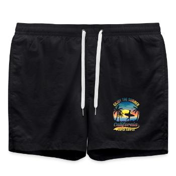 Design de plage de surf californien - Short de bain - noir - Devant - AI Model Male 185 light (185cm)