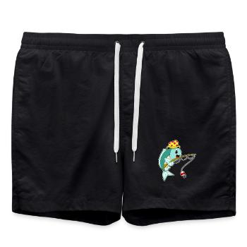 Pêcheur pêcheur à la canne à pêche - Short de bain - noir - Devant - AI Model Male 185 light (185cm)