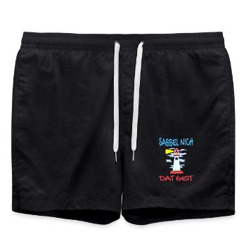 Leuchtturm - Sabbel Nich Dat Geit - Plattdeutsch - Badeshorts - Schwarz - Vorne - AI Model Male 185 light (185cm)