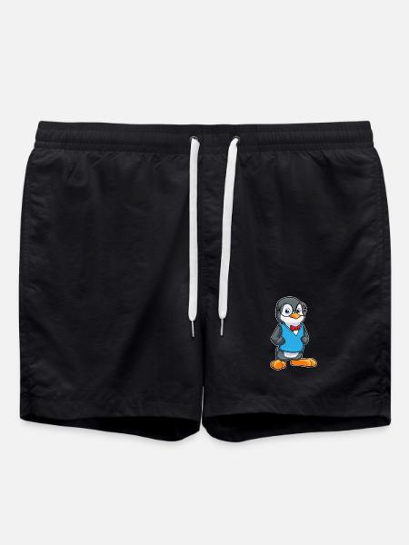 Pinguin Nerd Brille - Badeshorts - Schwarz
