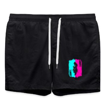 Samurai Krieger Japan Türkis Pink Kunst Manga - Badeshorts - Schwarz - Vorne - AI Model Male 185 light (185cm)