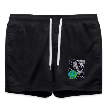1 anniversaire astronaute garçons Anniversaire d’enfant - Short de bain - noir - Devant - AI Model Male 185 light (185cm)