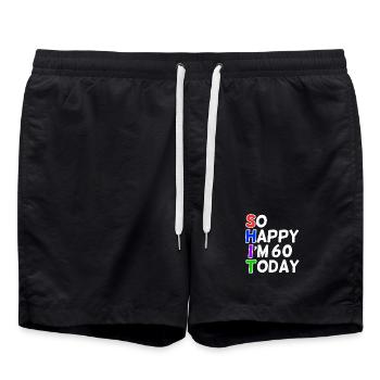 très heureux 60 ans - Short de bain - noir - Devant - AI Model Male 185 light (185cm)