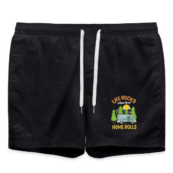 Wohnmobil Camping Camper - Badeshorts - Schwarz - Vorne - AI Model Male 185 light (185cm)