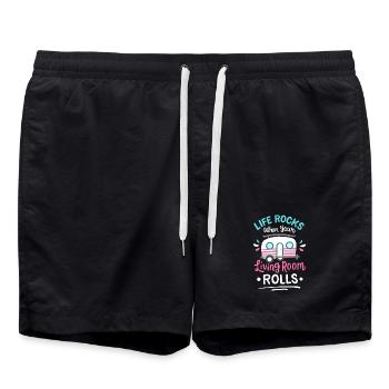 Wohnmobil Camping Wohnwagen - Badeshorts - Schwarz - Vorne - AI Model Male 185 light (185cm)
