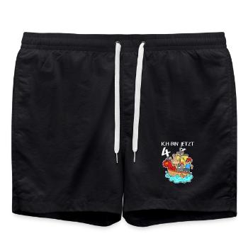 4. Geburtstag Geburtstagskind Piratenschiff - Badeshorts - Schwarz - Vorne - AI Model Male 185 light (185cm)